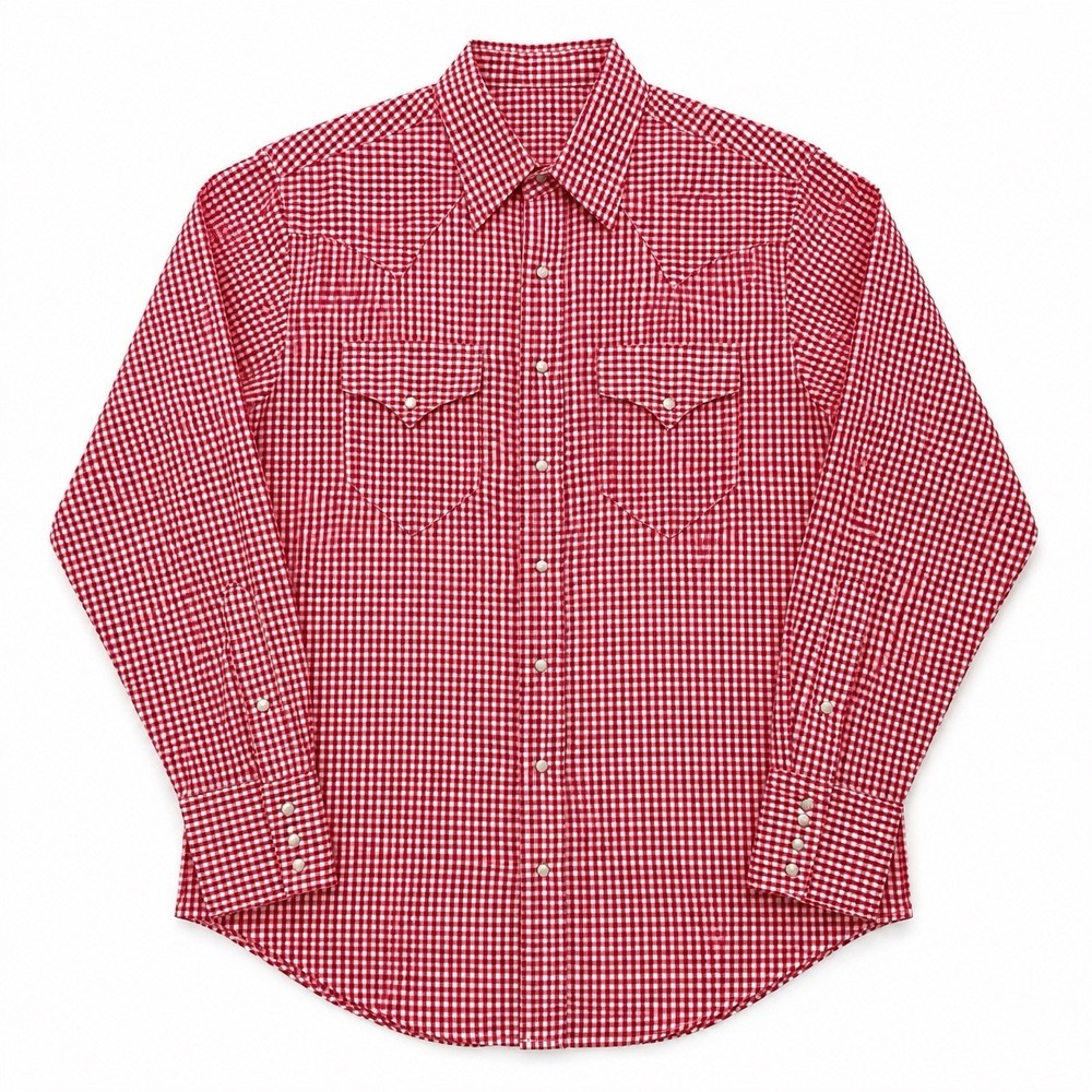 Vintage Rockmount Ranch Wear Men's XL Red Gingham Pearl Snap Western Shirt